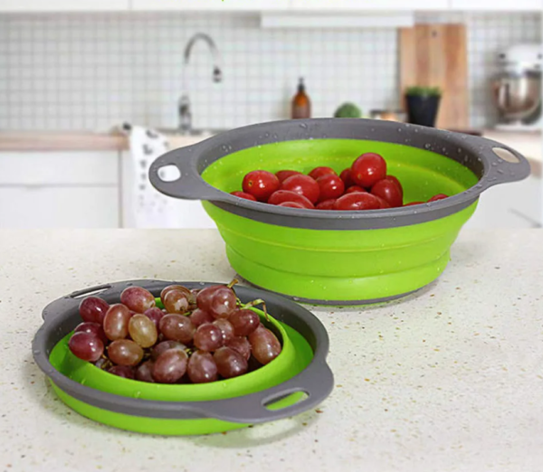 Складной силиконовый дуршлаг - сито / Цвет Микс